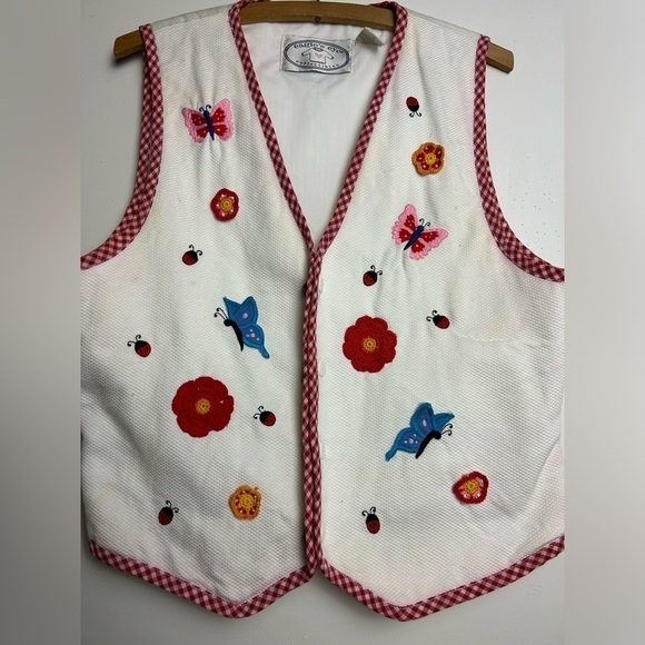 Eagle’s Eye Collection VTG  Fairy Y2K  Lady Bug Embroidery Grandmacore Vest M - Picture 3 of 16